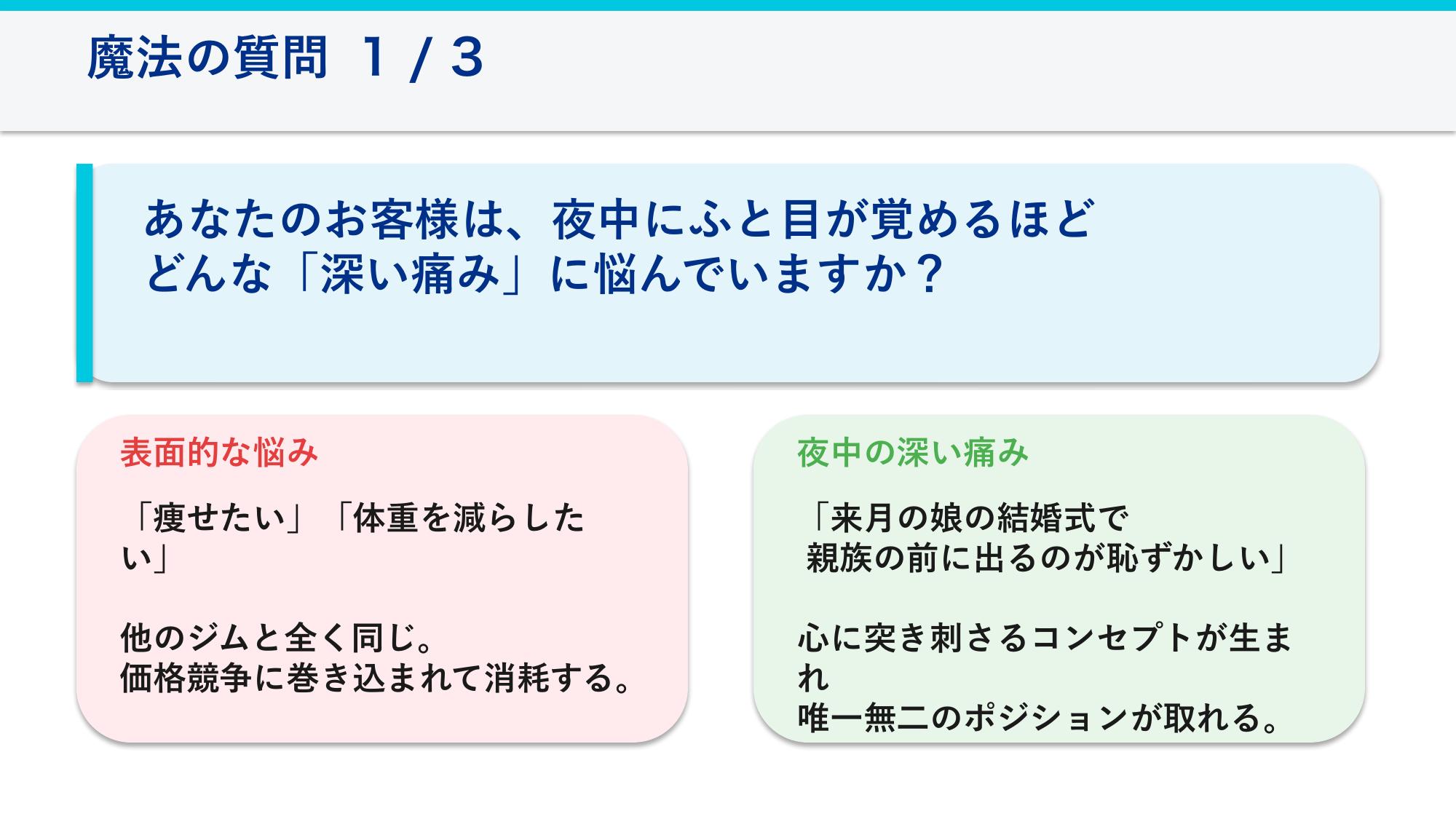 魔法の質問1──お客様の深い痛みとは