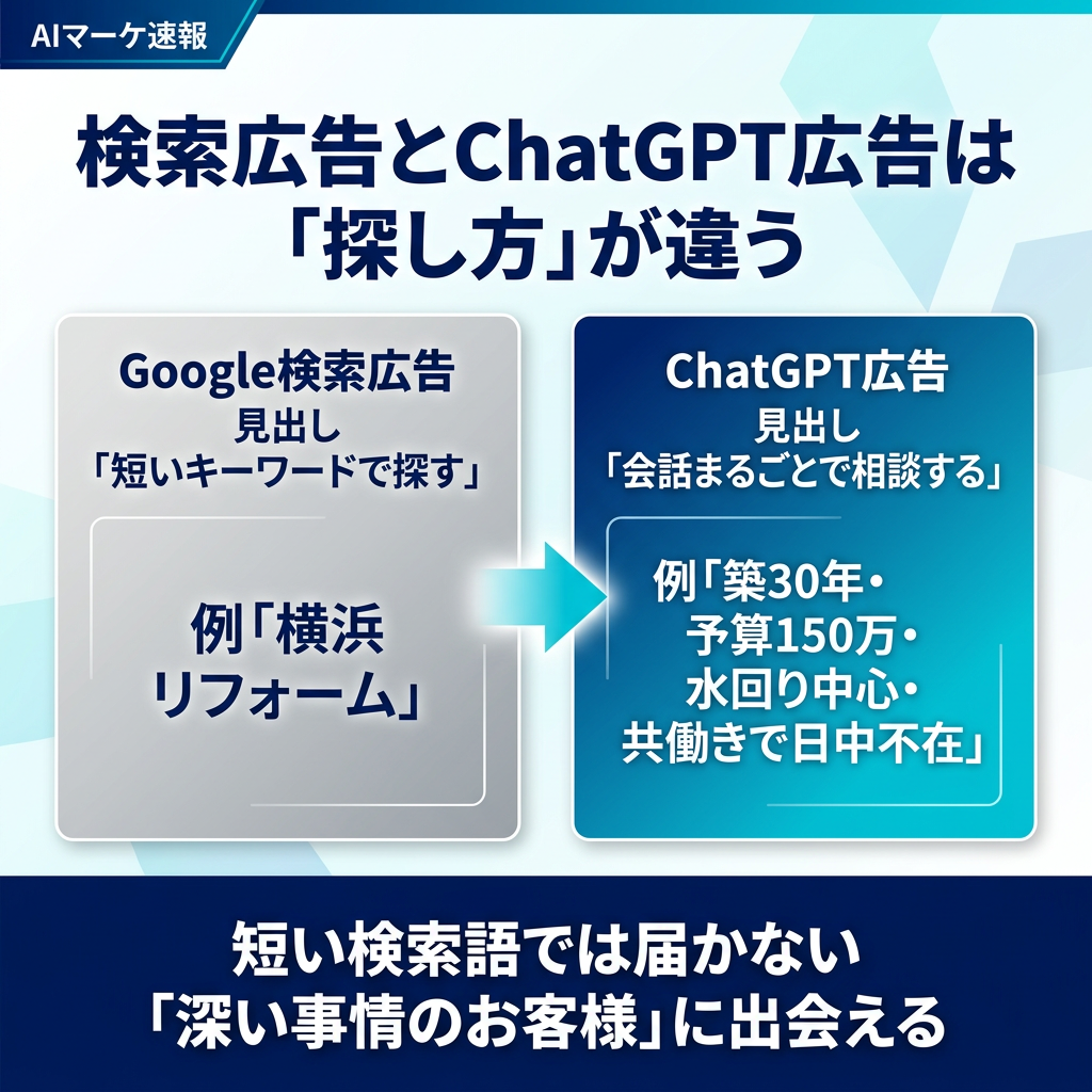 検索広告とChatGPT広告は探し方が違う