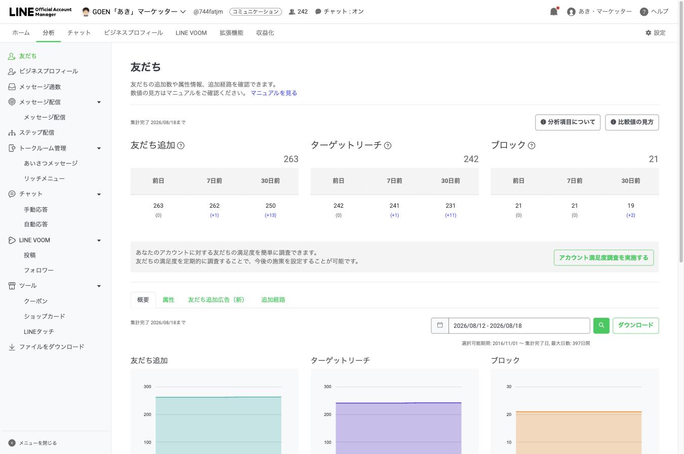 分析の友だち画面