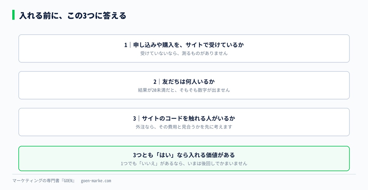 入れる前の3つの質問