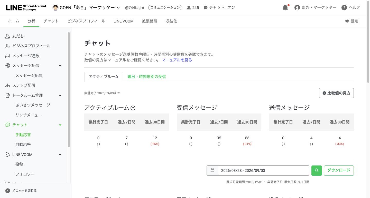 分析のチャット画面
