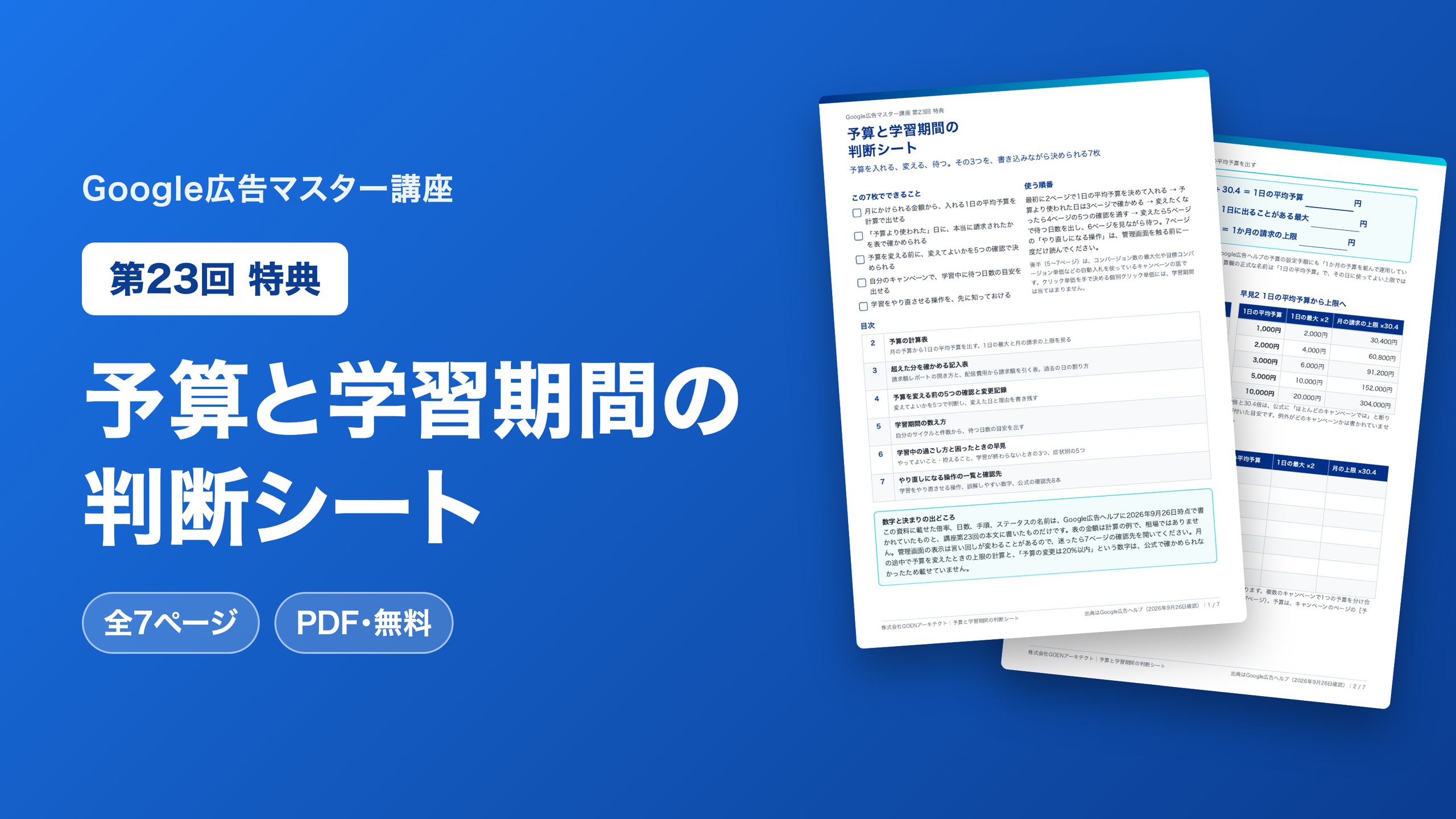 予算と学習期間の判断シート