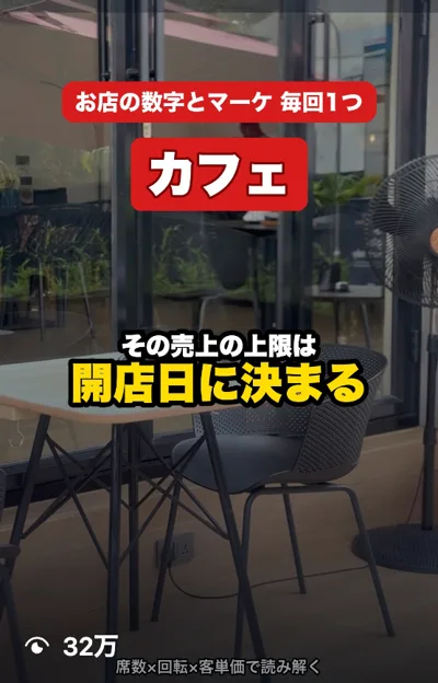 カフェのリール、再生数32万