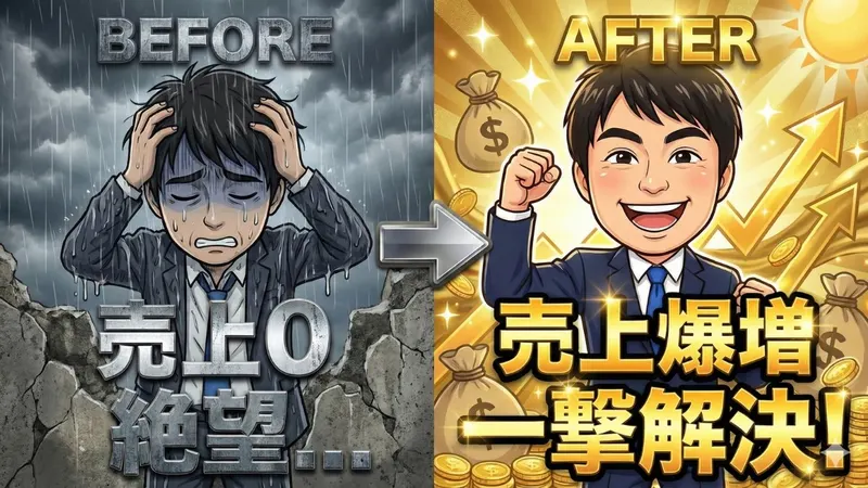 ビフォーアフター、売上0から一撃解決